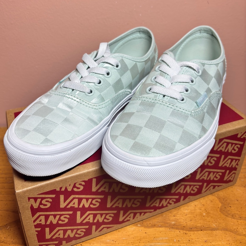 Mint Checkered Vans